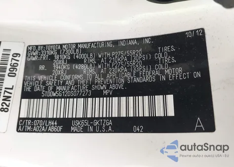 2013 Toyota Sequoia Platinum from USA, damaged, VIN 5TDDW5G12DS077273